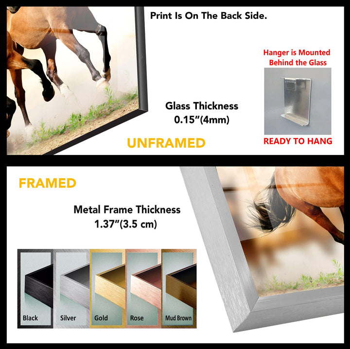 Black Horses Tempered Glass Wall Art - MyPhotoStation