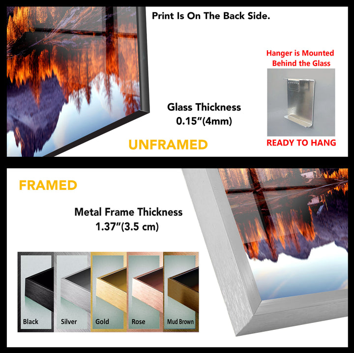 Majestic Sunset Mountains Glass Wall Art