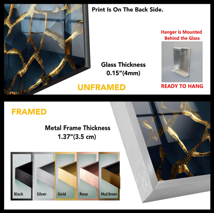 Cracked Gold Marble Glass Wall Art