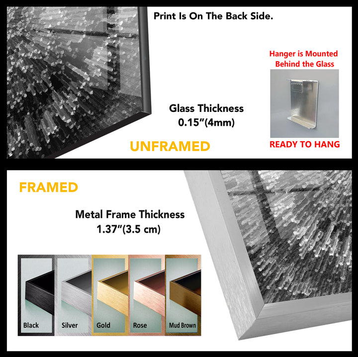 Silver Abstract Tempered Glass Wall Art - MyPhotoStation