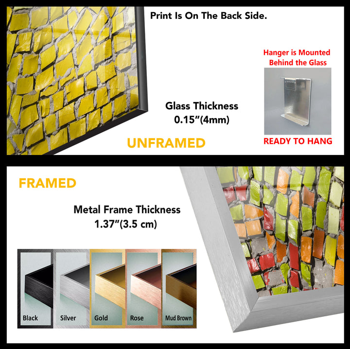 Mosaic Bricks Abstract Glass Wall Art