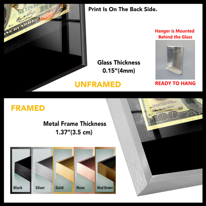 Money Cool Art Tempered Glass Wall Art - MyPhotoStation