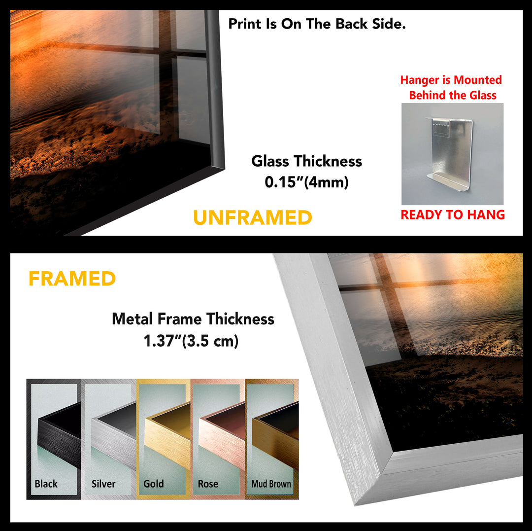 Sunset Orange Landscape Glass Wall Art