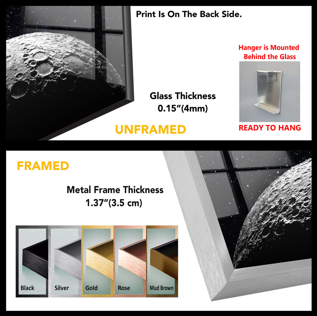 Moon Surface Glass Wall Art, custom glass photo prints, large glass prints