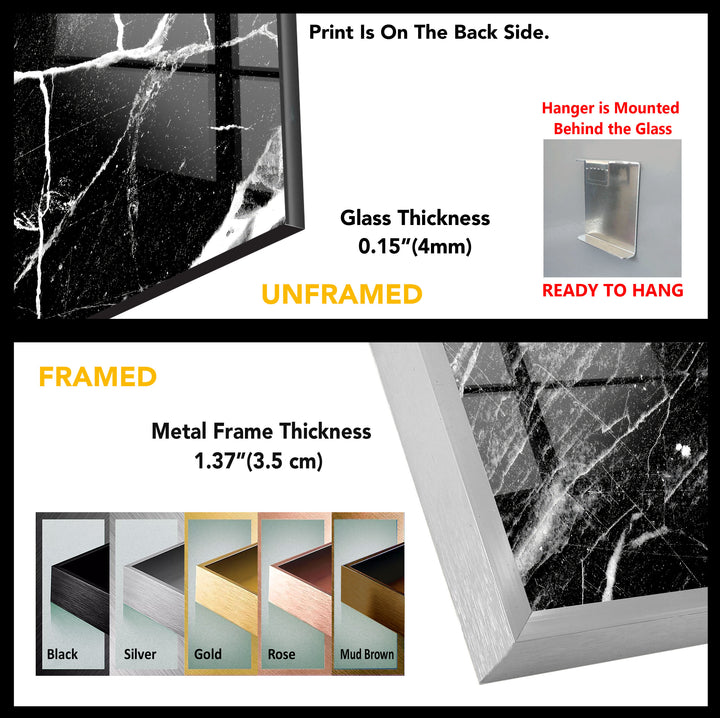 Black and White Marble Abstract Glass Wall Art