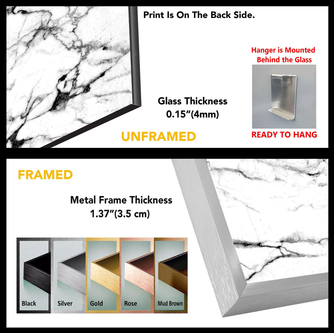 White and Black Marble Glass Wall Art