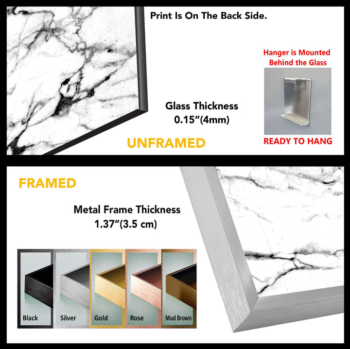 White and Black Marble Glass Wall Art