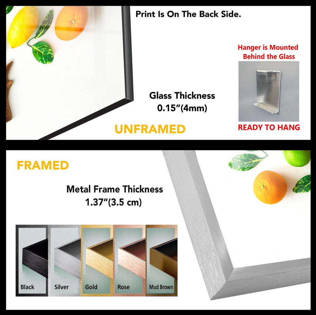 Citrus Fruits Glass Wall Art, picture on glass wall art, photos printed on glass