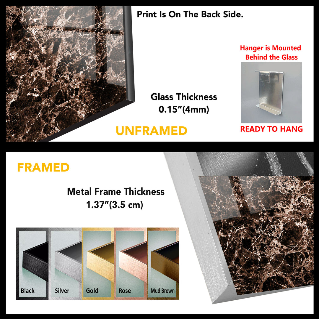 Copper & Black Marble Abstract Glass Wall Art