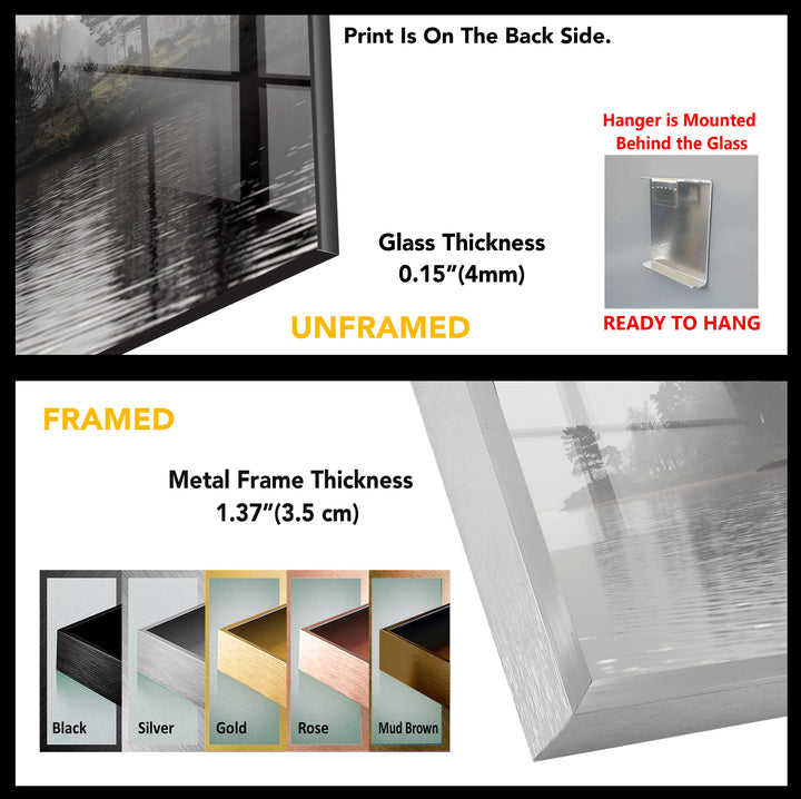 Foggy Trees & Lake Glass Wall Art