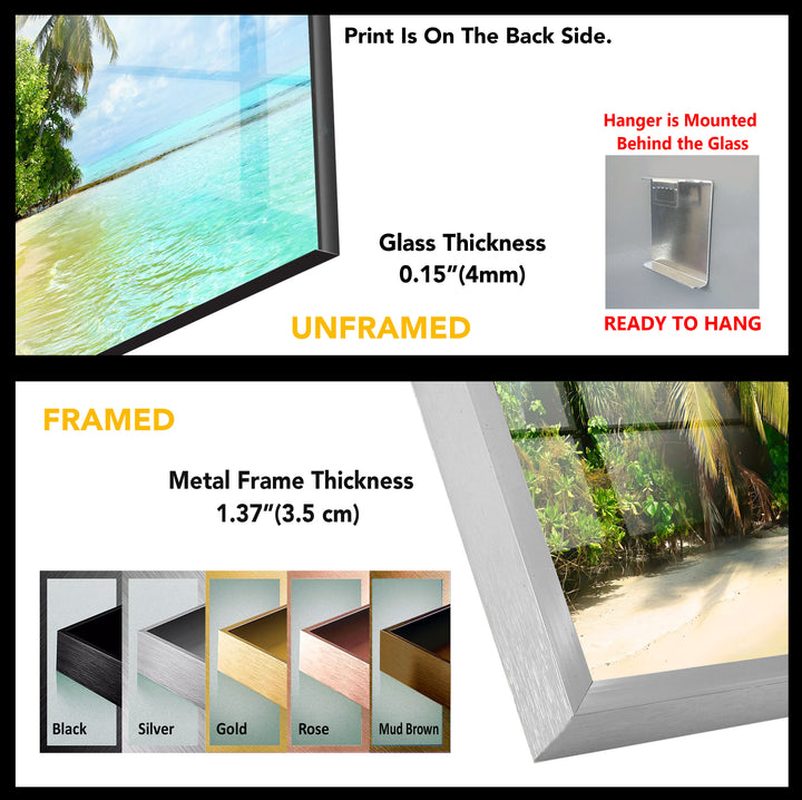 Tropical Beach Landscape Glass Wall Art