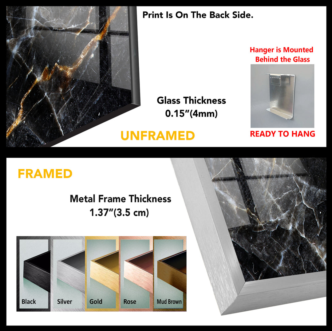 Marble Black Abstract Glass Wall Art