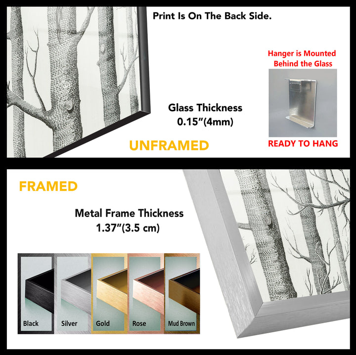 Black and White Trees Glass Wall Art