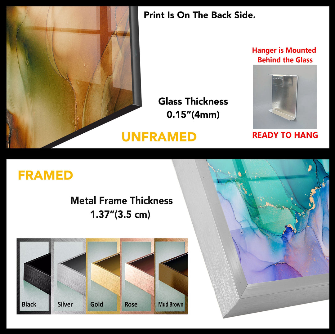 Green Purple Brown & Gold Abstract Glass Wall Art