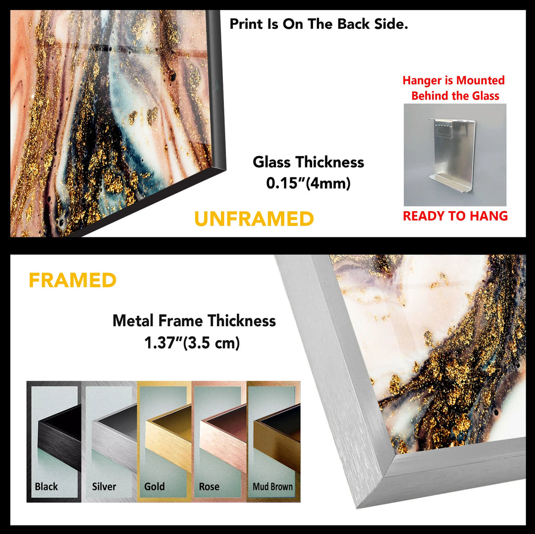 Gold and Pink Marble Tempered Glass Wall Art - MyPhotoStation