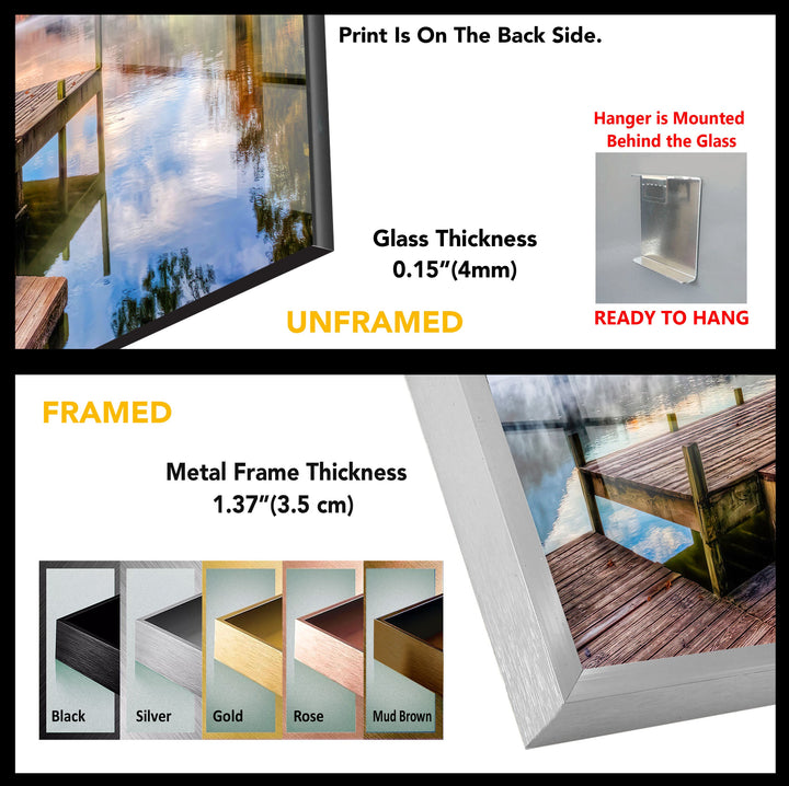 Lake & Mountain Landscape Glass Wall Art