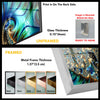 Blue Golden Fractal Glass Wall Art, large glass photo prints, glass wall photos