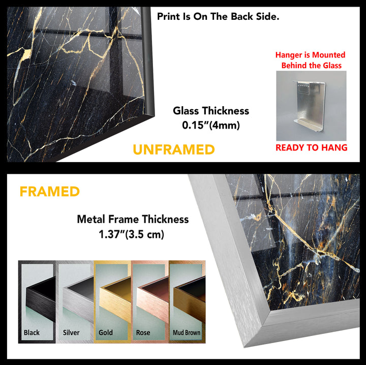 Black Marble Patterned Glass Wall Art