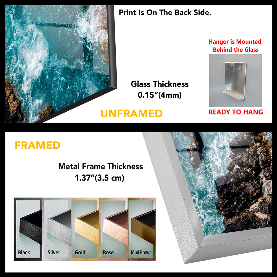 Aerial View Of Sea Waves Glass Wall Art