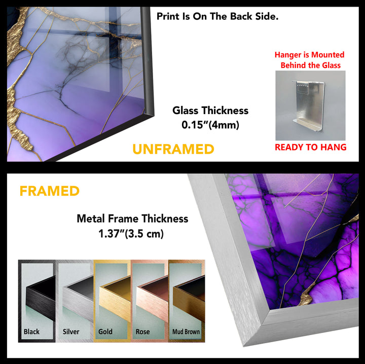 Purple Abstract Marble Tempered Glass Wall Art - MyPhotoStation