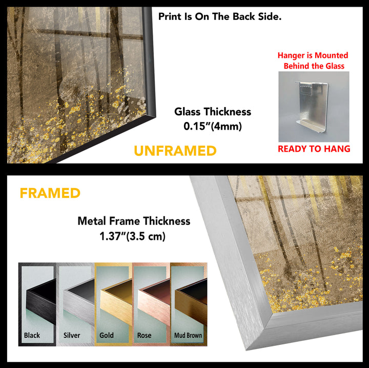 Golden Forest Glass Wall Art, glass photo prints, glass picture prints