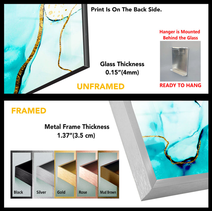 Abstract Blue Marble Glass Wall Art