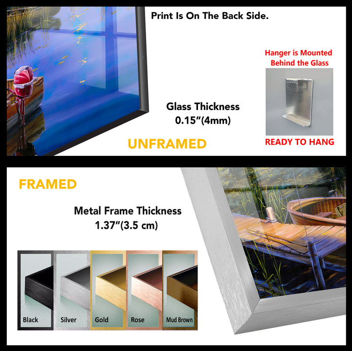 Sunset Lake House Glass Wall Art