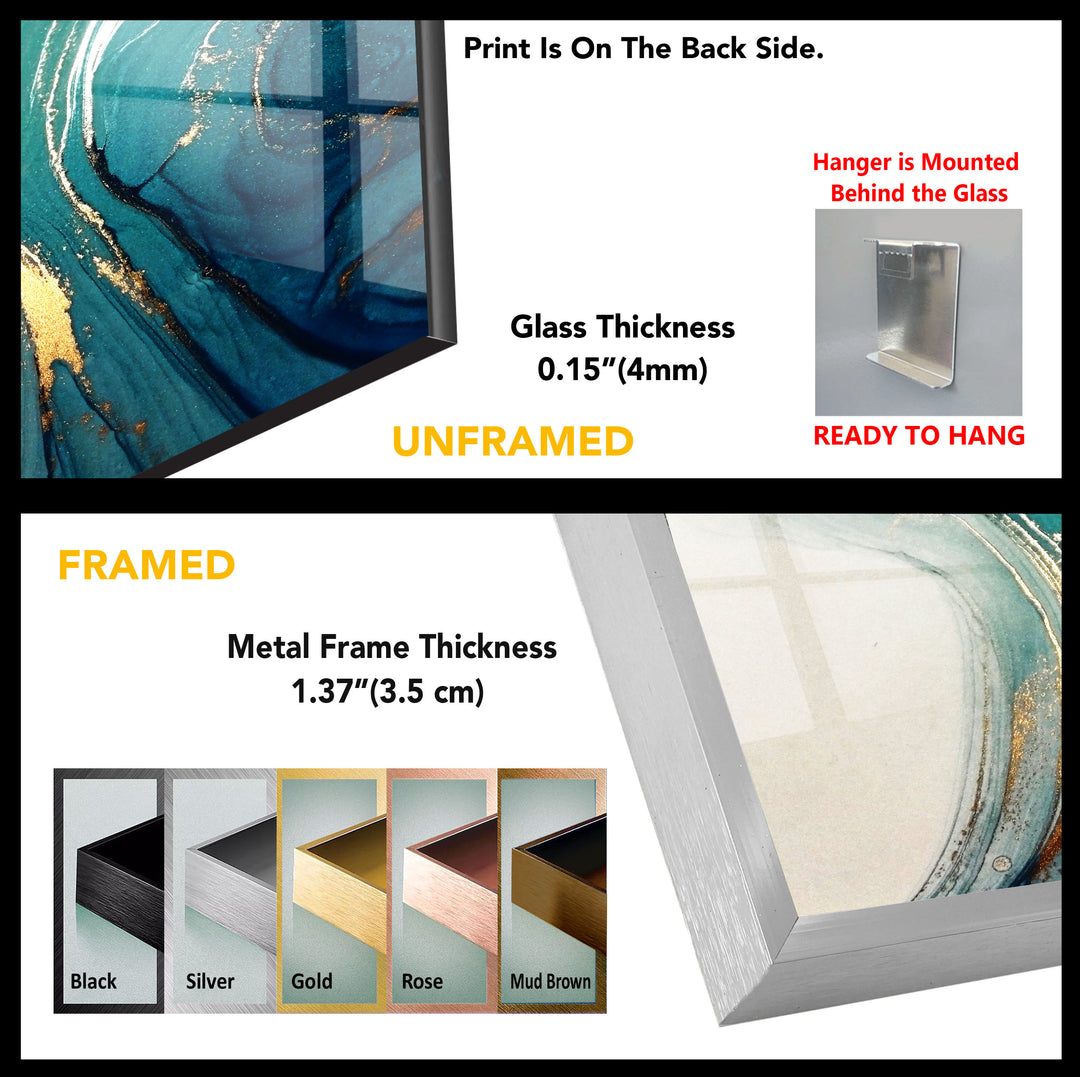 White Gold Marble Abstract Glass Wall Art