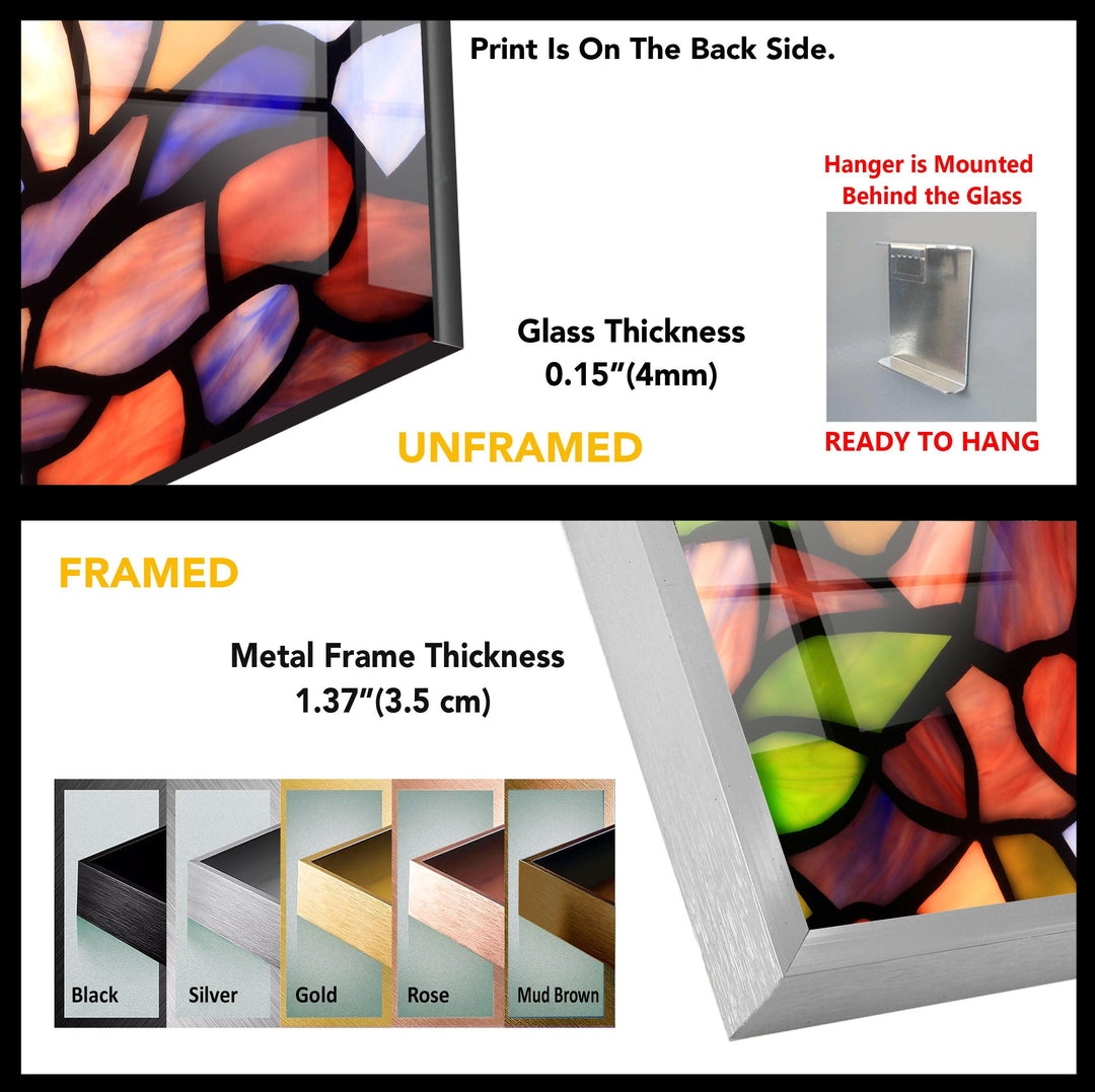 Stained Colored Leaves Glass Wall Art