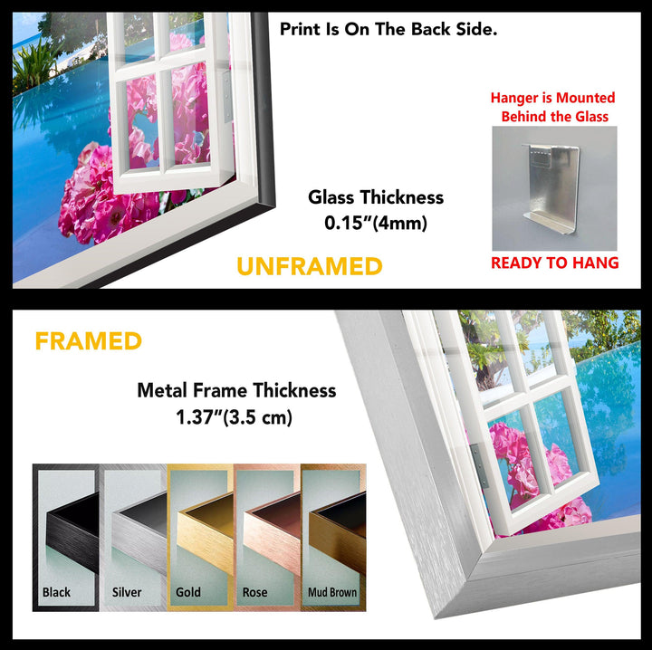 Tropical Beach Window Glass Wall Art