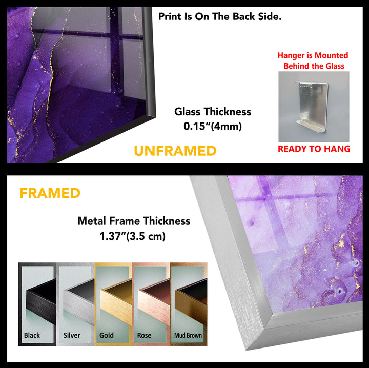 Luxurious Purple Abstract Glass Wall Art