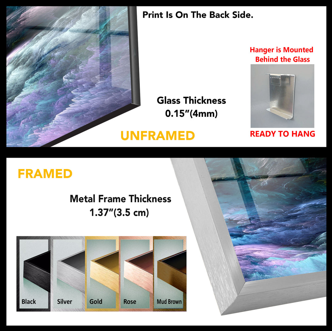 Purple &Black Clouds Abstract Glass Wall Art