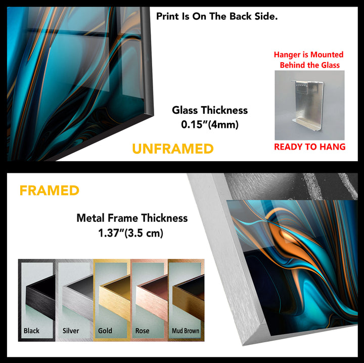 Blue Black Abstract Tempered Glass Wall Art - MyPhotoStation