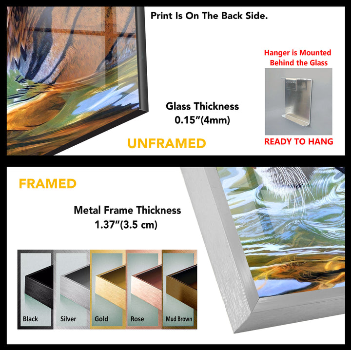 Swimming Tiger Tempered Glas Wall Art - MyPhotoStation