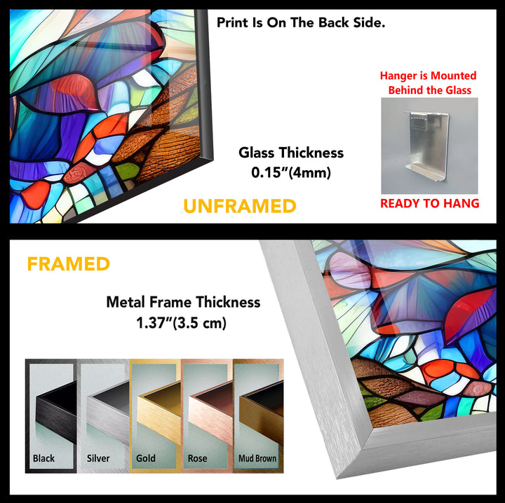 Floral Stained Window Tempered Glass Wall Art - MyPhotoStation