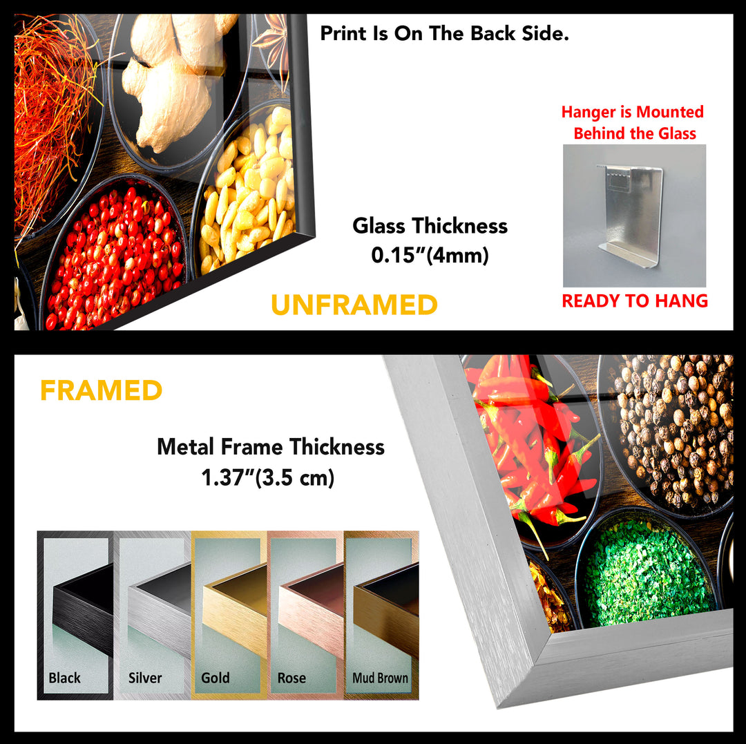 Spices And Herbs Glass Wall Art, Glass Printing Wall Art, Print photos on glass