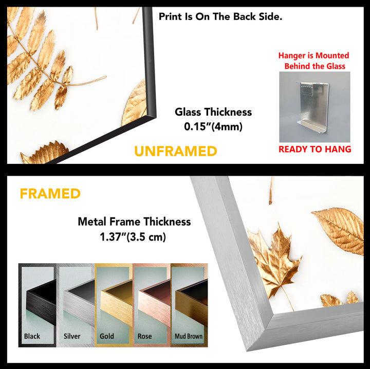 Golden Leaves Glass Wall Art, art glass wall art, glass wall art pictures