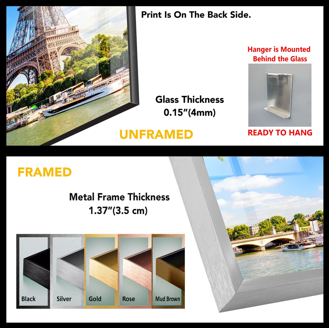 Eiffel Tower France Paris Glass Wall Art, photo print on glass, prints on glass wall art