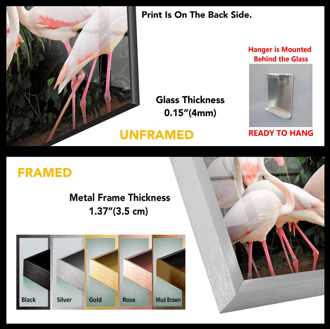 Decorative Flamingos Tempered Glass Wall Art - MyPhotoStation