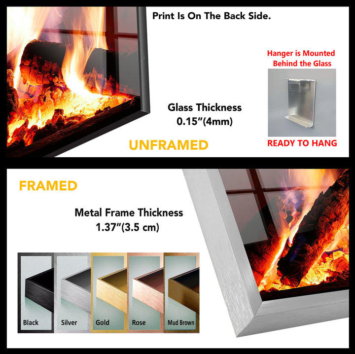 Fire Flame Tempered Glass Wall Art - MyPhotoStation