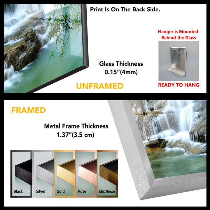 Waterfall in Deep Forest Glass Wall Art