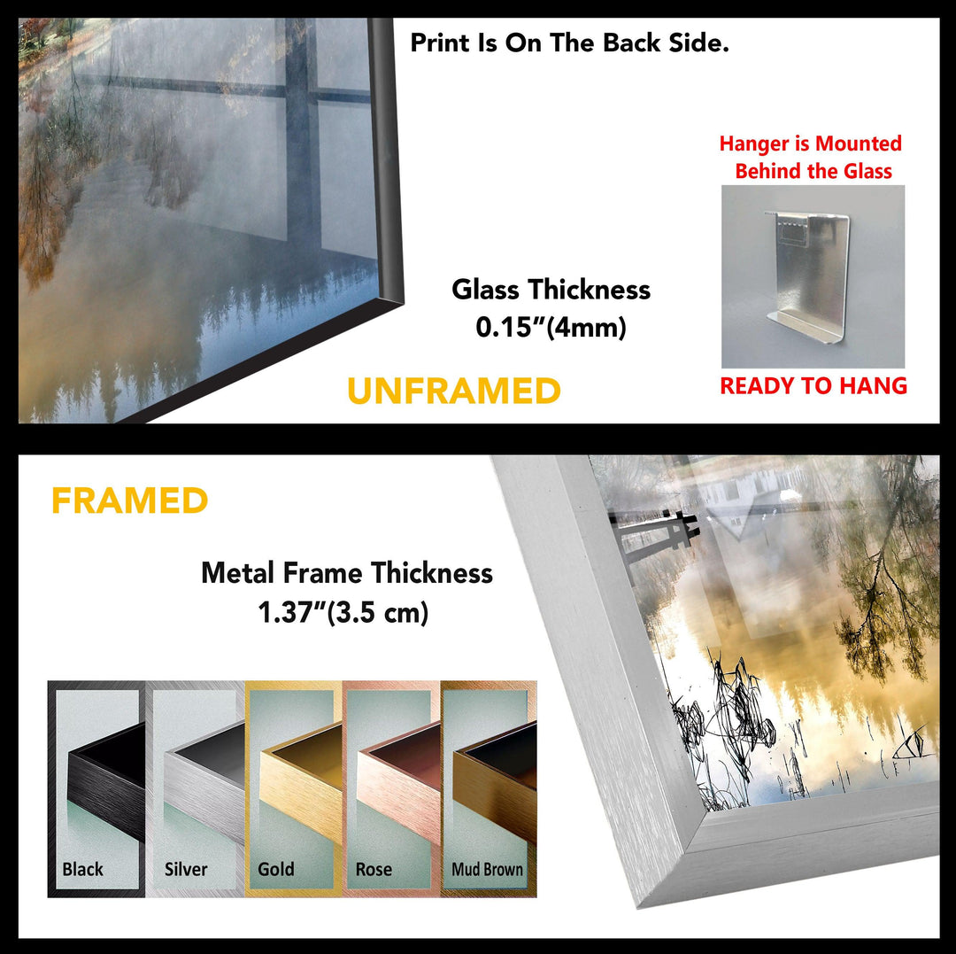 Lake & House Landscape Glass Wall Art