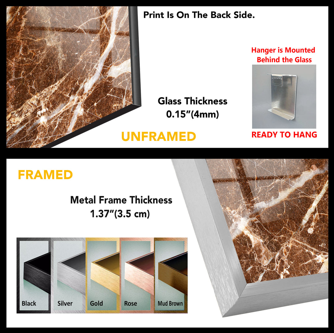 Brown & White Marble Abstract Glass Wall Art