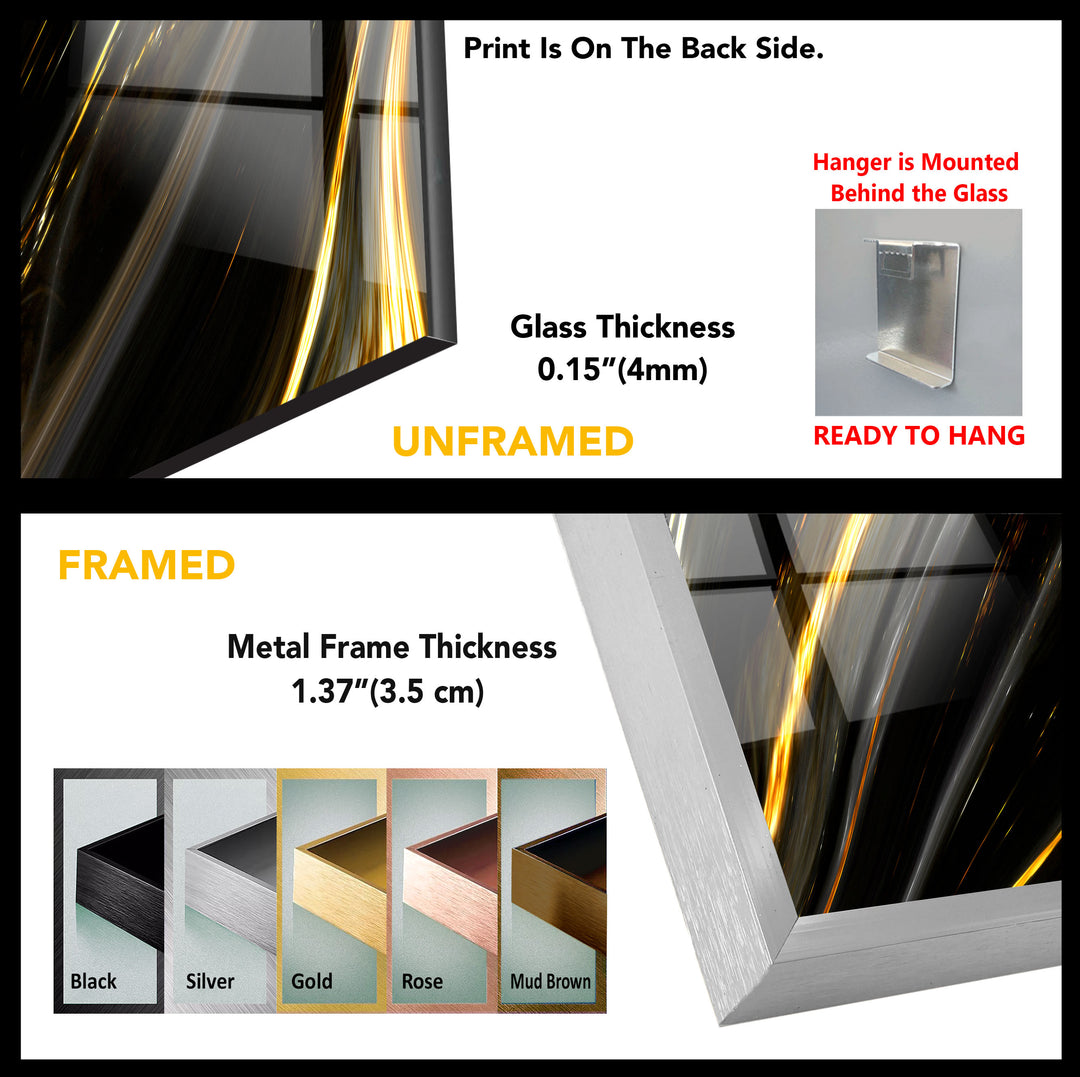 Black Gold Marble Glass Wall Art