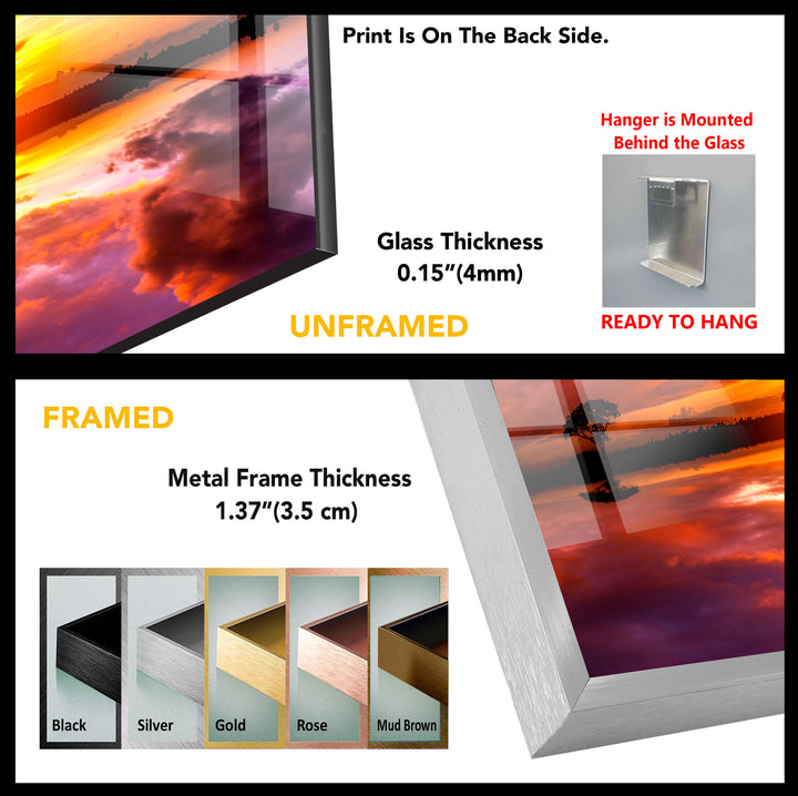 Vivid Pink Sunset Sky Glass Wall Art