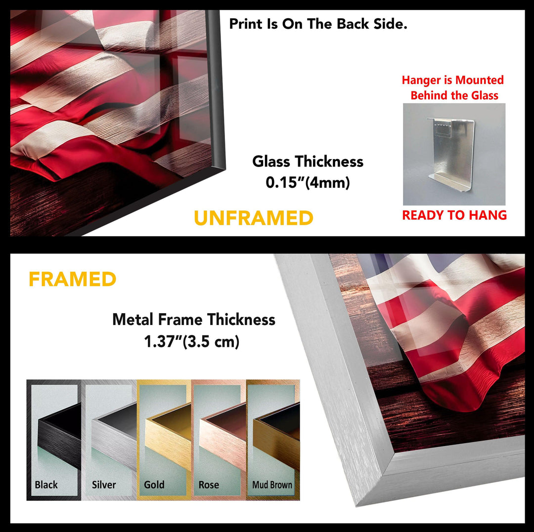 US Flag Tempered Glass Wall Art - MyPhotoStation