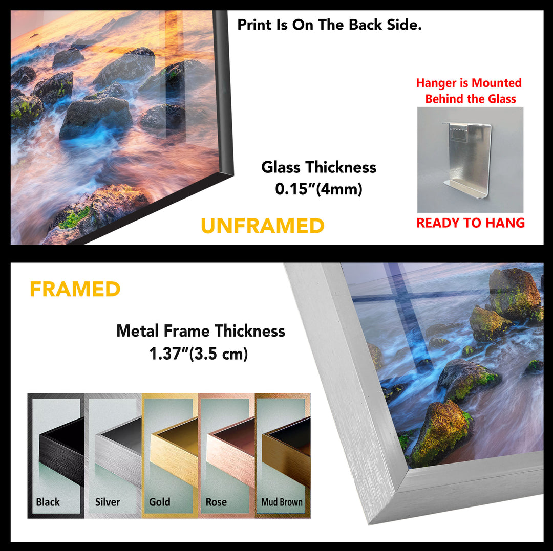 Brilliant Sunset Landscape Glass Wall Art