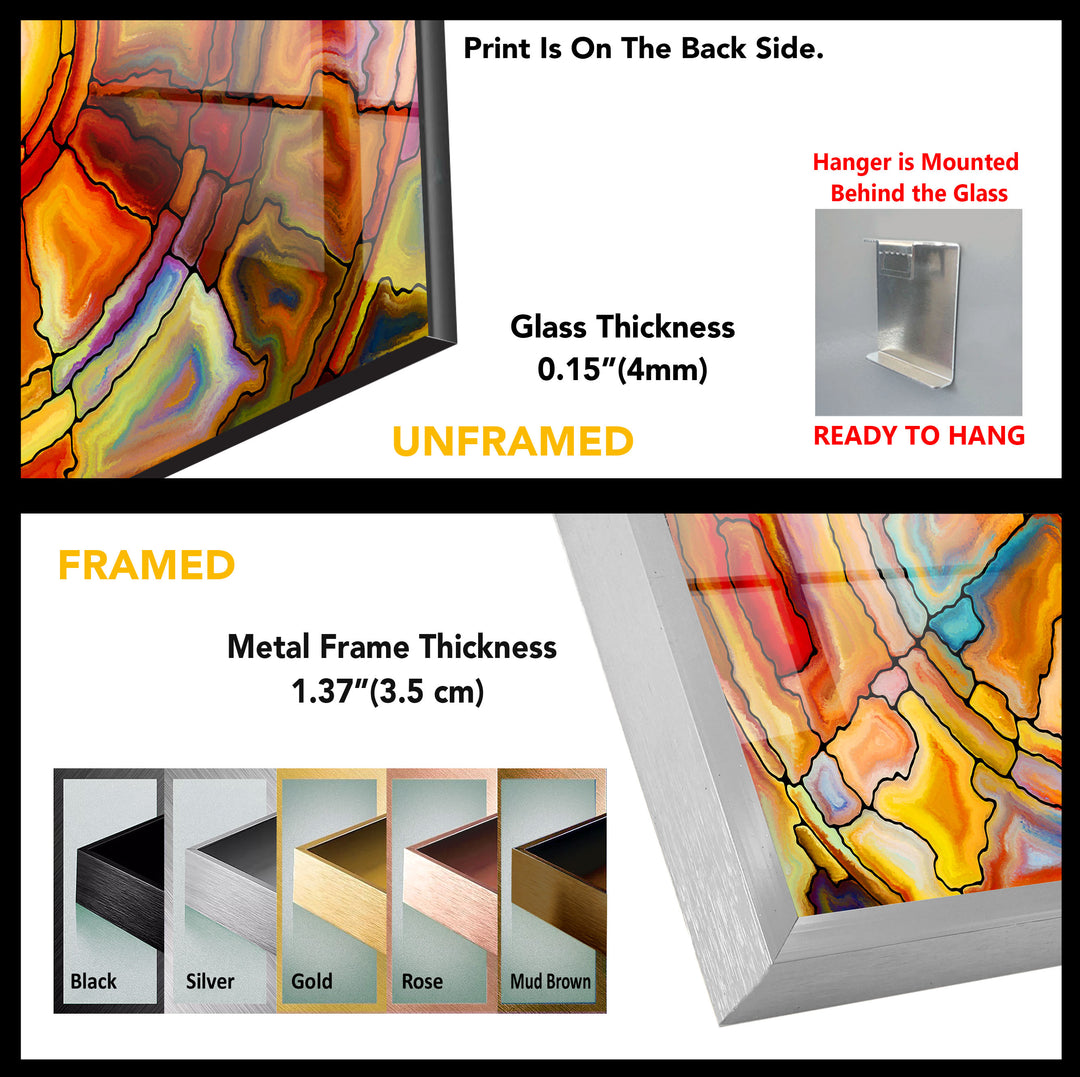 Orange Fractal Art Glass Wall Art