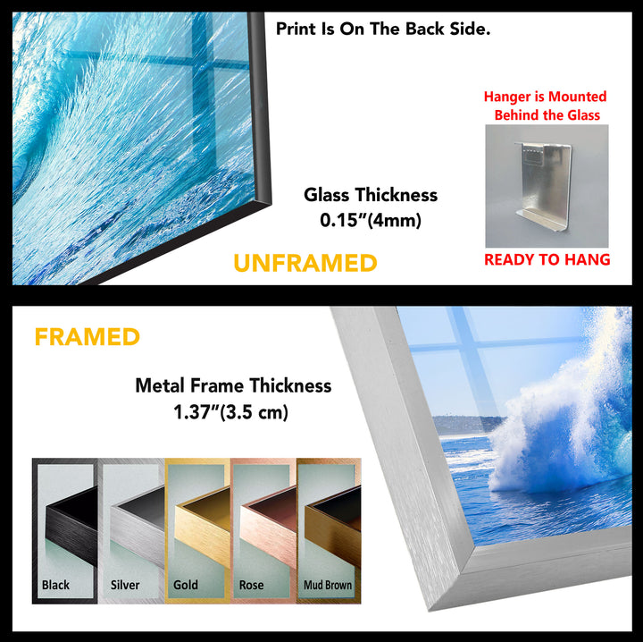 Blue Sea Waves Tempered Glass Wall Art - MyPhotoStation