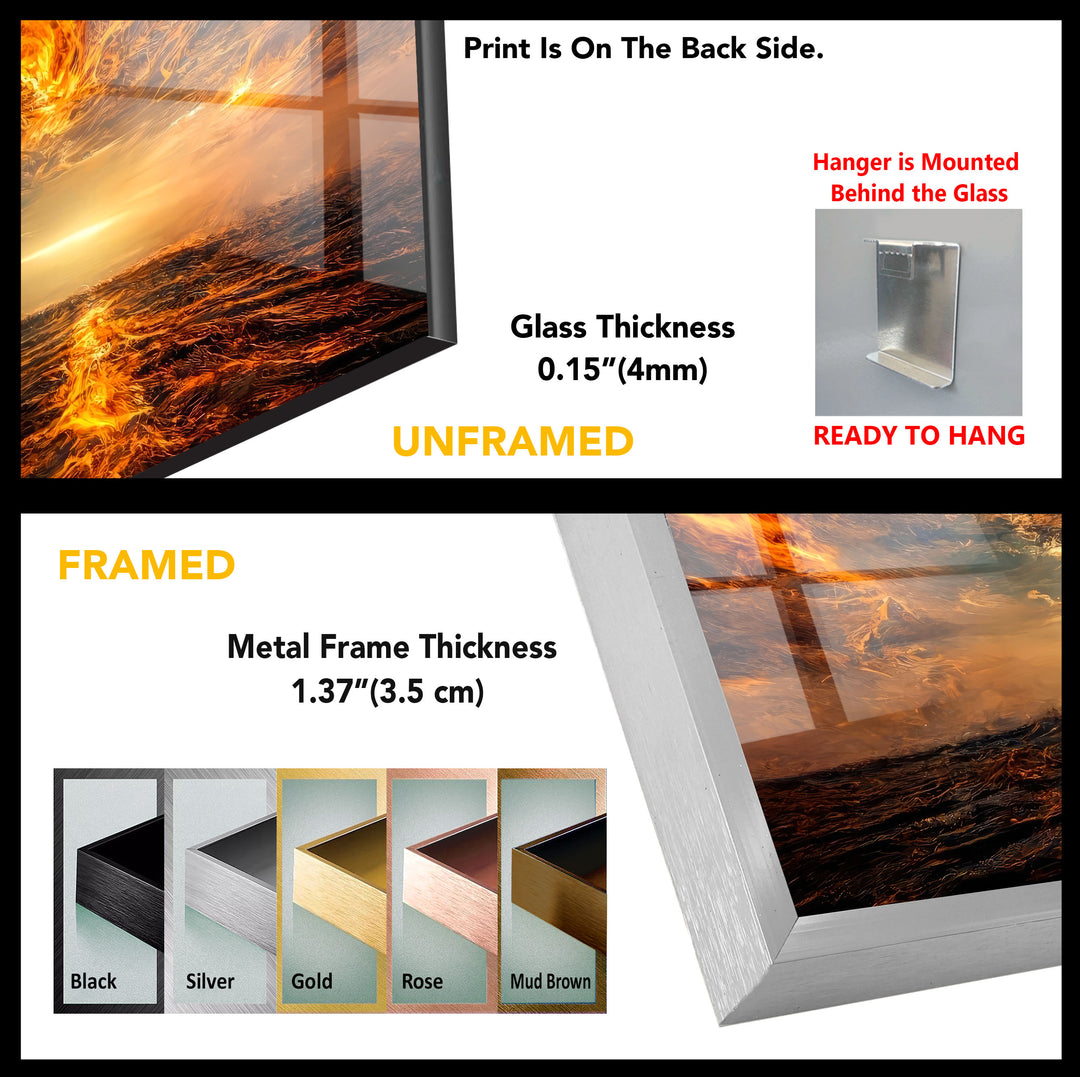 Burning Sky Landscape Glass Wall Art